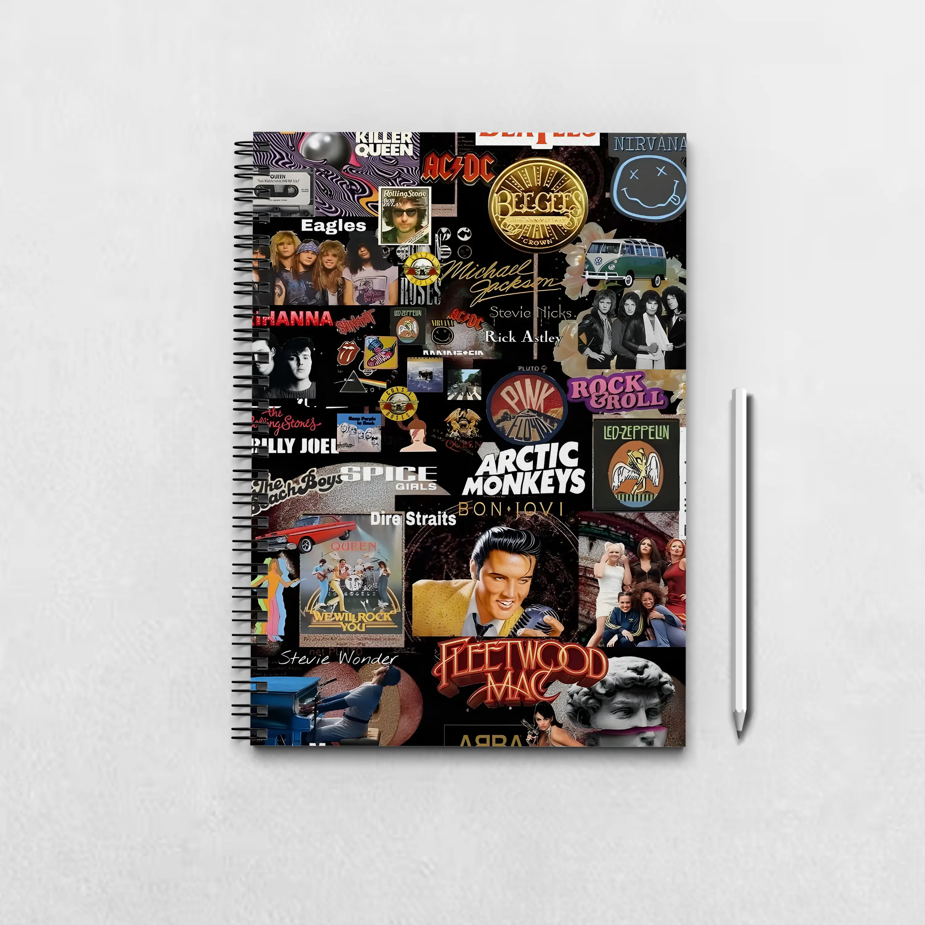Retro Music Collage Moodboard Notebook