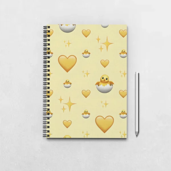 Cute Duck Emoji with Yellow Hearts Notebook