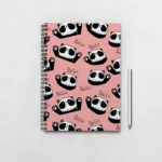 Cute Panda Pink Seamless Pattern Notebook