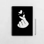 Black Korean Finger Heart Notebook