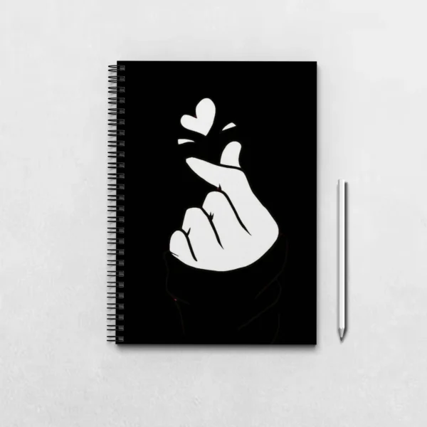 Black Korean Finger Heart Notebook