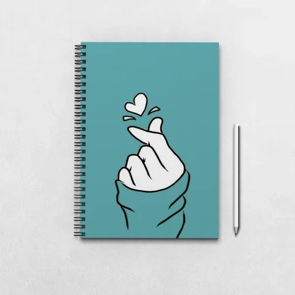 Blue Korean Finger Heart Notebook