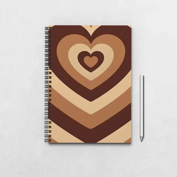 Brown Abstract Heart Notebook