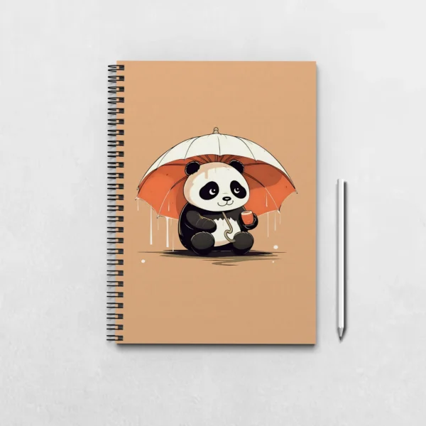 Panda drinking with Umbrella Cute Notebook