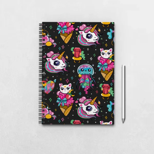 Kawaii Unicorn Pattern Notebook